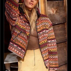 Free People Vibrant Patterned Ski Jacket - Orange, Pink, Yellow